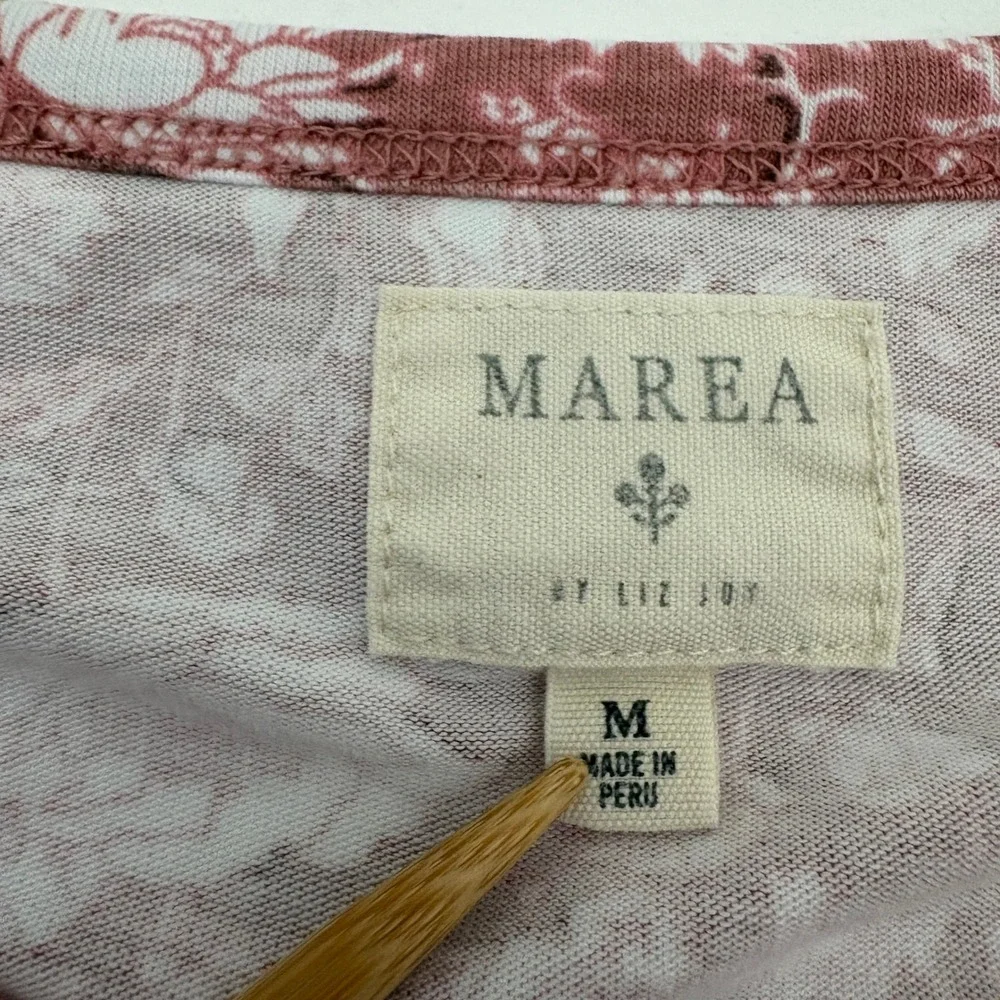 Marea by Liz Joy Pink Floral‎ Long Sleeve Pajama Top Size M Crew Neck Lounge